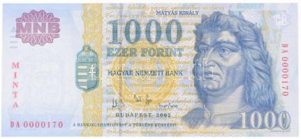 2002. 1000Ft "MINTA" "DA 0000170"-es sorszámmal T:I / Hungary 2002. 1000 Forint "MINTA(SPECIMEN)", "DA 0000170" prefix and serials C:UNC Adamo F55CM2