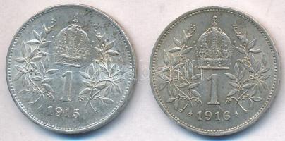 Ausztria 1913-1914. 1K Ag "Ferenc József" (2x) T:1-,2 kis patina
Austria 1913-1914. 1 Cor...