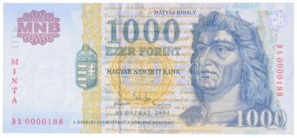 2004. 1000Ft "MINTA", "DA 0000188"-as sorszámmal T:I / Hungary 2004. 1000 Forint "MINTA(SPECIMEN)", "DA 0000188" prefix and serials C:UNC  Adamo F55EM2