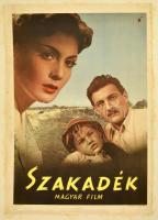 1956 Szakadék, magyar film plakát, ofszet, kartonra ragasztva, 84x59 cm