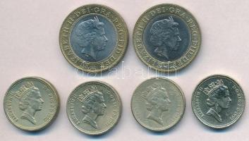 Nagy-Britannia 1985-1999. 1Ł (4xklf) + 2Ł (2xklf) T:1-,2,2- Great Britain 1985-1999. 1 Pound (4xdiff) + 2 Pounds (2xdiff) C:AU,XF,VF