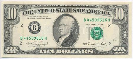 Amerikai Egyesült Államok 1990-1993. (1990) 10$ "Catalina Vasquez Villalpando - Nicholas F. Brady" T:III szép papír USA 1990-1993. (1990) 10 Dollars ""Catalina Vasquez Villalpando - Nicholas F. Brady"" C:F nice paper