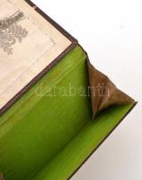 cca 1800-1900 2 db hajszálból hímzett kép zsebnaptártartóból kialakított névjegykártya-tartóban, jó ...