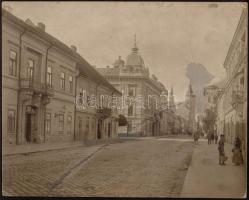 cca 1890 Kassa, Kossuth Lajos utca, nagyméretű keményhátú fotó Erdélyi Mór (1866-1934) keményhátú fotója. / Kosice, Large photo. 29x23 cm