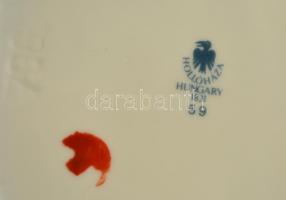 Hollóházi Erika mintás váza és tál, kézzel festett, jelzett, hibátlan, eredeti dobozában, m: 17,5 cm...