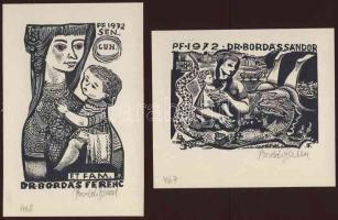 Bordás Ferenc (1911-1982) 2db szignált Ex libris