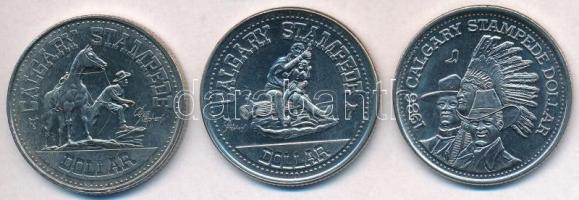 Kanada 1978-1986. "Calgary Stampede Dollar" (3xklf) fém bárca T:2 Canada 1978-1986. "Calgary Stampede Dollar" (3xdiff) metal commemorative necessity token C:XF