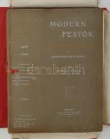 Modern festők. 1-12. füz. Bp., 1906, Aufrecht és Goldschmied.  Gazdagon díszített, kicsit sérült map...