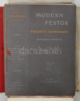Modern festők. 1-12. füz. Bp., 1904, Aufrecht és Goldschmied.  Gazdagon díszített, kicsit sérült map...