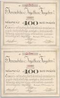 Budapest 1919. Az Immobilia Ingatlan Forgalmi Részvénytársaság részvénye 400K-ról szelvényekkel (2x) sorszámkövetők T:I-