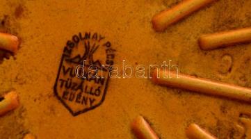 Zsolnay Vulkán tűzálló tál, jelzett, kopott, 31×19 cm