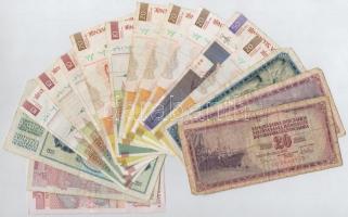 30db-os vegyes külföldi bankjegy tétel, közte Bulgária, Jugoszlávia, Portugália, Szlovénia, Szovjetu...