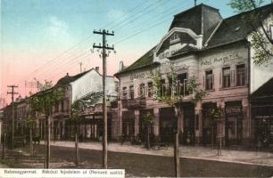 Balassagyarmat, Rákóczi fejedelem út, Nemzeti szálló, hotel, Stossel Arthur bútoráruháza, Silberstein üzlete, Székely kiadása (EK)