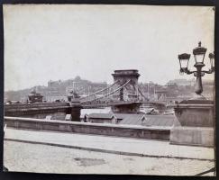cca 1890 Budapest, Budai várpalota, Lánchíd. Nagyméretű keményháú fotó. Erdélyi Mór (1866-1934) fotója. 30x21 cm