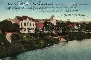 Nagyvárad, Oradea; Köröspart a Baptista templommal / Körösufer, Baptisten Kirche / river bank, church