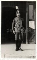 1940 Nagyszalonta, Salonta; Országzászló avatás, Városházi ajtónálló díszegyenruhában   / Hungarian Flag inauguration. Guard in parade uniform in front of the town hall. Zsák Jenő Jászberényi photo