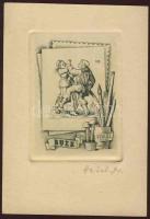 Vertel József (1922-1993) bélyegtervező szignós Ex librise