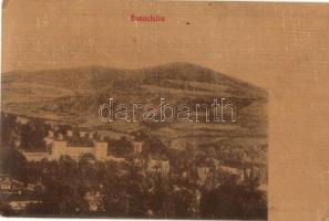 Hanusfalva, Tápolyhanusfalva, Hanusovce nad Toplou; látkép, várkastély, Schönberger Adolf kiadása / general view, castle (EK)