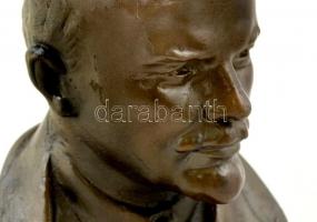 Lenin, festett spiáter büszt, fa talapzaton, jelzett, m: 28 cm