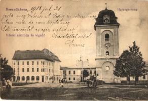Breznobánya, Brezno nad Hronom; Városi szálloda, vigadó, Harangtorony / hotel, redoute, bell tower
