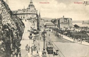 Budapest I. Döbrentei tér, Kelleg Ignácz Tabáni sör- és borcsarnoka, 421-es számú villamos, Divald Károly 1182. sz. (EK)