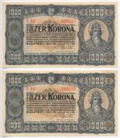 1923. 1000K (2x) sorszámkövetők, nyomdahely jelölés nélkül "B60 066247 - B60 066248" T:I Adamo K37