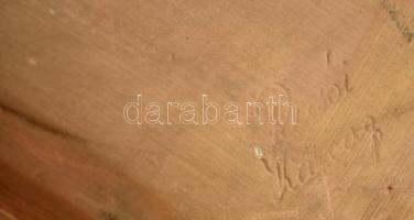 Mázas kerámia falikép (csempe), jelzett, kis mázhibával, 25x25 cm