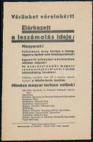 cca 1920 Vérünket véreinkért! Elérkezett a leszámolás ideje!, irredenta röplap