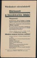 cca 1920 Vérünket véreinkért! Elérkezett a leszámolás ideje!, irredenta röplap