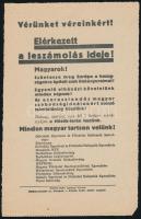 cca 1920 Vérünket véreinkért! Elérkezett a leszámolás ideje!, irredenta röplap