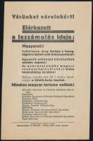 cca 1920 &quot;Vérünket véreinkért! Elérkezett a leszámolás ideje!&quot;, irredenta röplap