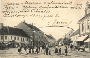 Csáktornya, Cakovec; Fő tér, utcakép, Hernstein és Gút kiadása / main square, street view (EK)