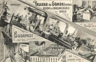 Budapest VIII. Paschka és Gömöri utóda redőny és famekmunkáló gyára, gépműhely, lakatos műhely, gépház, belső. Szigony utca 12.