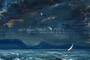 Pártay István (1906-1979): Vihar a Balatonon (Balatonfenyves) 1951. Tempera, papír, jelzett, keretbe...