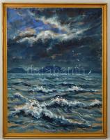 Pártay István (1906-1979): Vihar a Balatonon (Balatonfenyves) 1951. Tempera, papír, jelzett, keretbe...