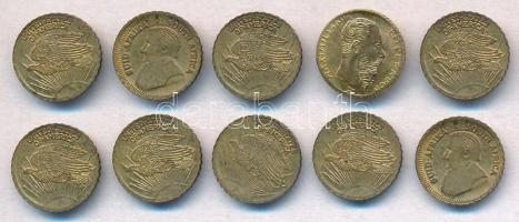 DN 10db aranyozott fém modern mini fantáziapénz, közte Dél-Afrika, Mexikó (10mm) T:2 ND 10pcs of gold plated modern miniature metal fantasy coins, including South Africa, Mexico (10mm) C:XF