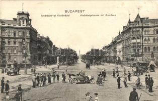 Budapest VI. Andrássy út, Körönd, automobil, Szarvas szappan reklám lóvasúton