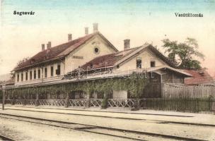 Segesvár, Schässburg, Sighisoara; Vasútállomás / railway station (kis szakadás / small tear)