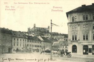 1899 Pozsony, Pressburg, Bratislava; Fischplatz / Hal tér, Victoria szálloda, Hans Nachbargauer kiadása / square, hotel (EK)