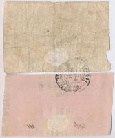 Miskolc 1860. 10kr "Miskolcz város utalványa" rózsaszín papír + 25kr "Miskolcz város ...