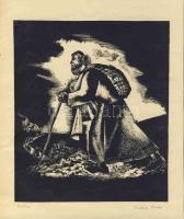 Vadász Endre (1901-1944) sorszámozott, szignós fametszet 20x24 cm