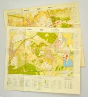 1987 Várpalota és környéke, 2 db térkép, 1:10000, MÉM Földügyi és Térképészeti Hivatal, 60x69 cm
