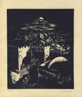 Vadász Endre (1901-1944) sorszámozott, szignós fametszet 20x24 cm