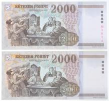 1998. 2000Ft "MINTA" "CA 000244"  sorszámmal + 1998. 2000Ft "CB 7130826&quo...