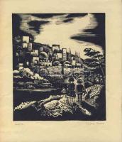 Vadász Endre (1901-1944) sorszámozott, szignós fametszet 20x24 cm