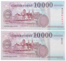 1998. 10.000Ft "MINTA" "AA 0000294" alacsony  sorszámmal + 1998. 10.000Ft "...