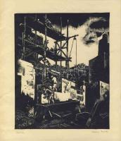 Vadász Endre (1901-1944) sorszámozott, szignós fametszet 20x24 cm