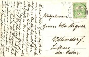 1908 Pécs, Bányatelep, bányász férfiak és nő csillével, photo (EK)