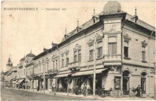 Marosvásárhely, Targu Mures; Széchényi tér, Mestitz Mihály és Fiai üzlete, kávéház, Porjes S. Sándor kiadása / square, shops, café (EK)