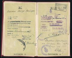 1942 Török fényképes útlevél, kivágásokkal / Turkish passport